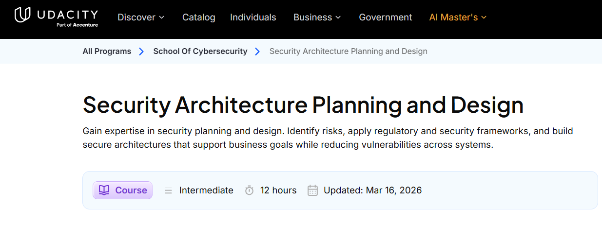Udacity Security Architecture Planning and Design