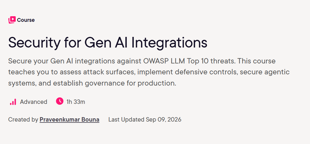Security for Gen AI Integrations - Pluralsight