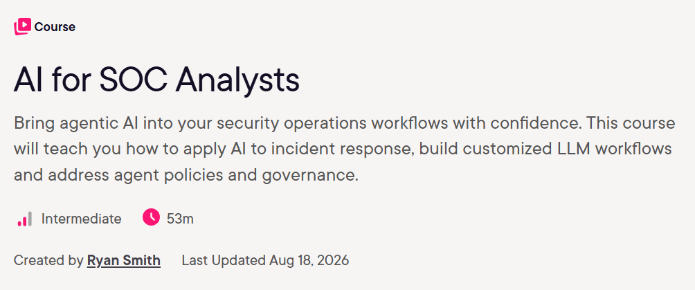 AI for SOC Analysts - Pluralsight