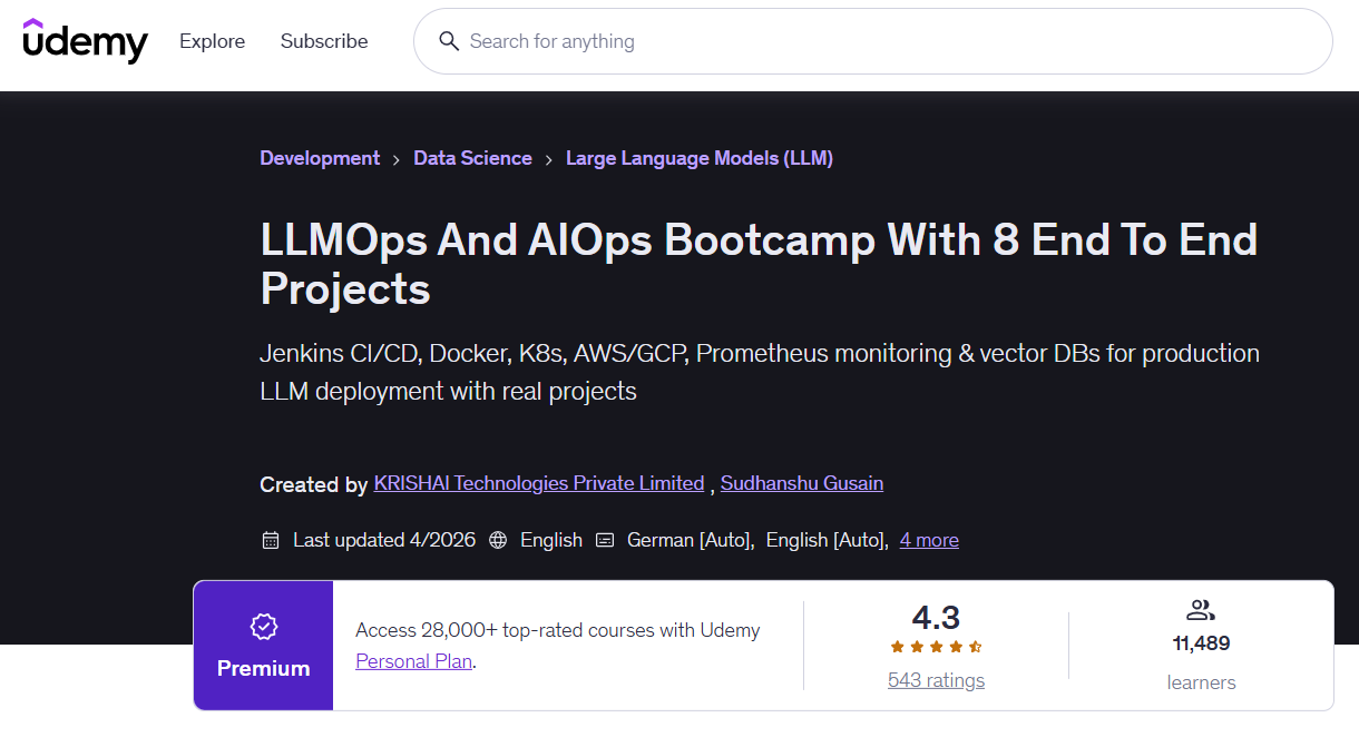 LLMOps and AIOps Bootcamp by Udemy