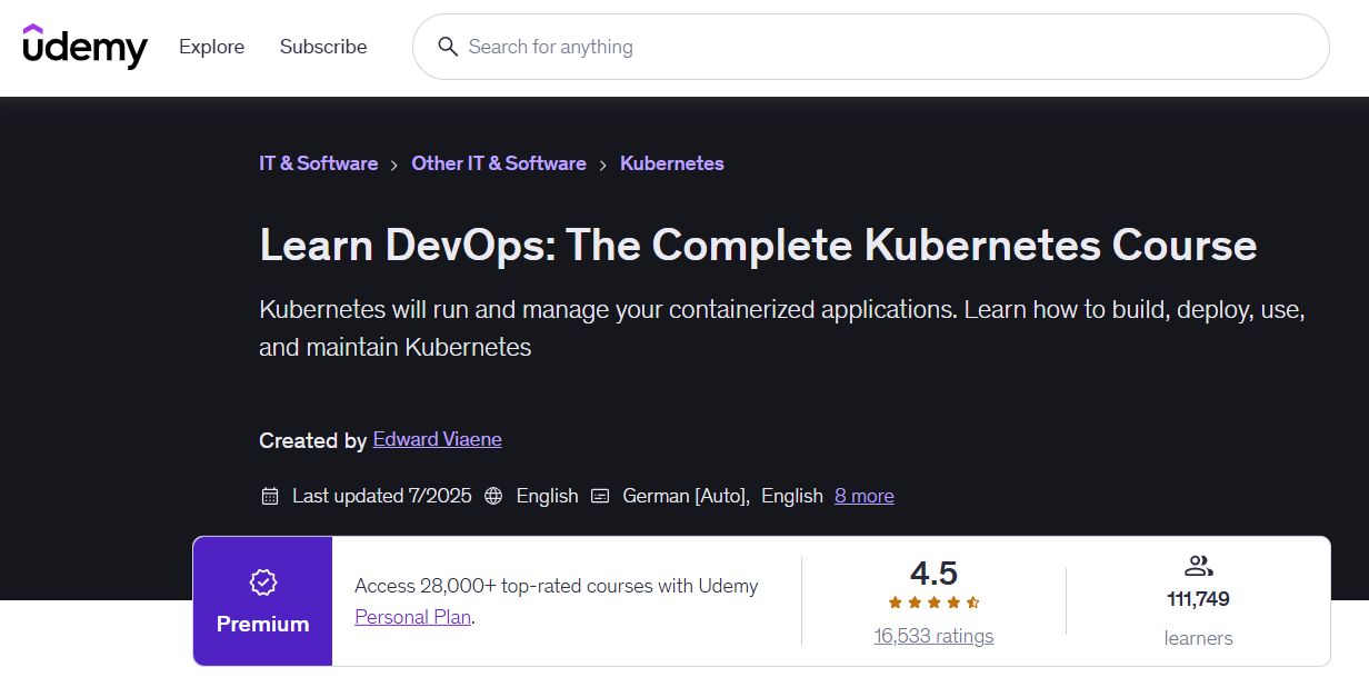 Learn DevOps: The Complete Kubernetes Course [Udemy]