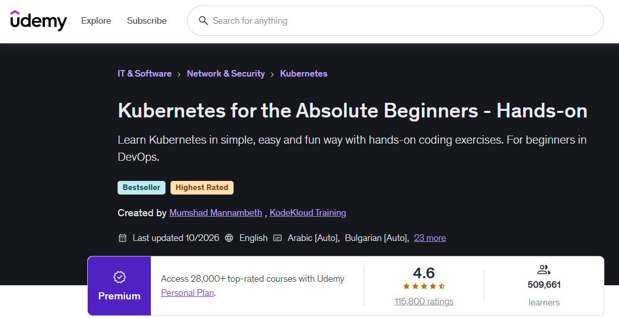 Kubernetes for the Absolute Beginners - Hands-on [Udemy]