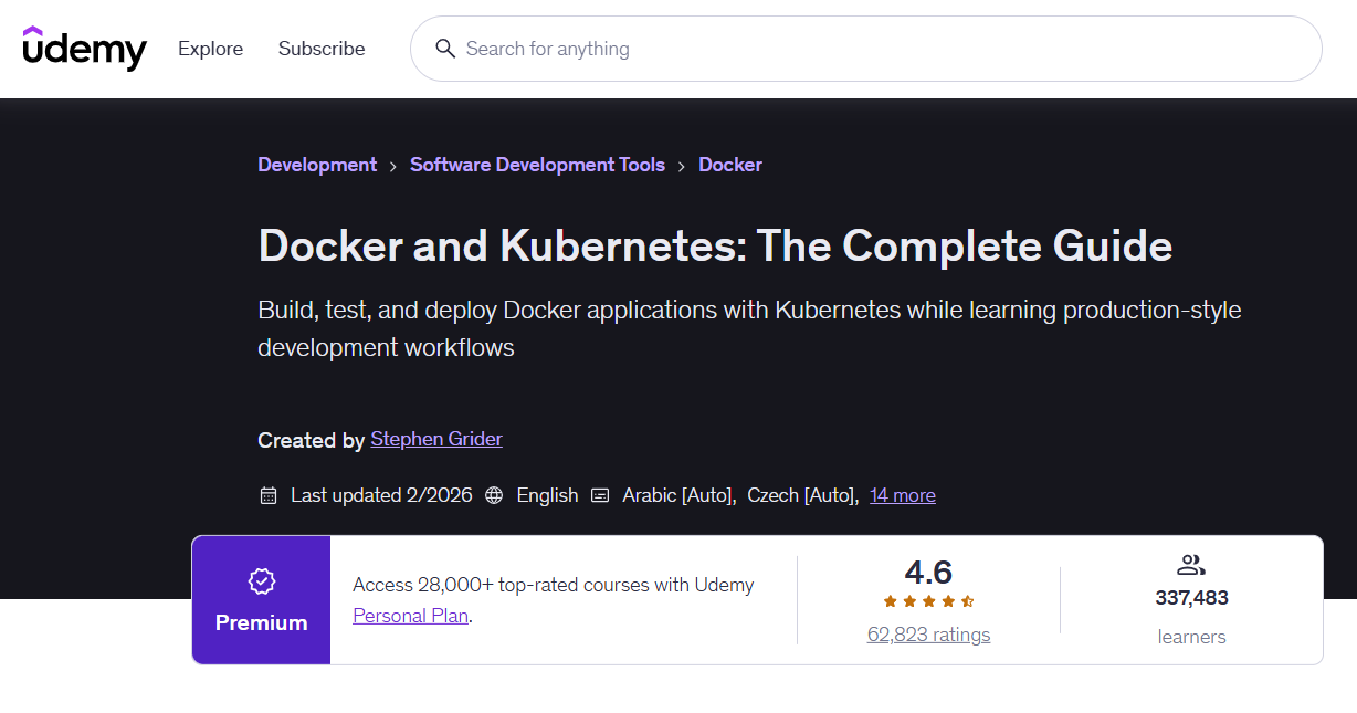 Docker and Kubernetes: The Complete Guide [Udemy]