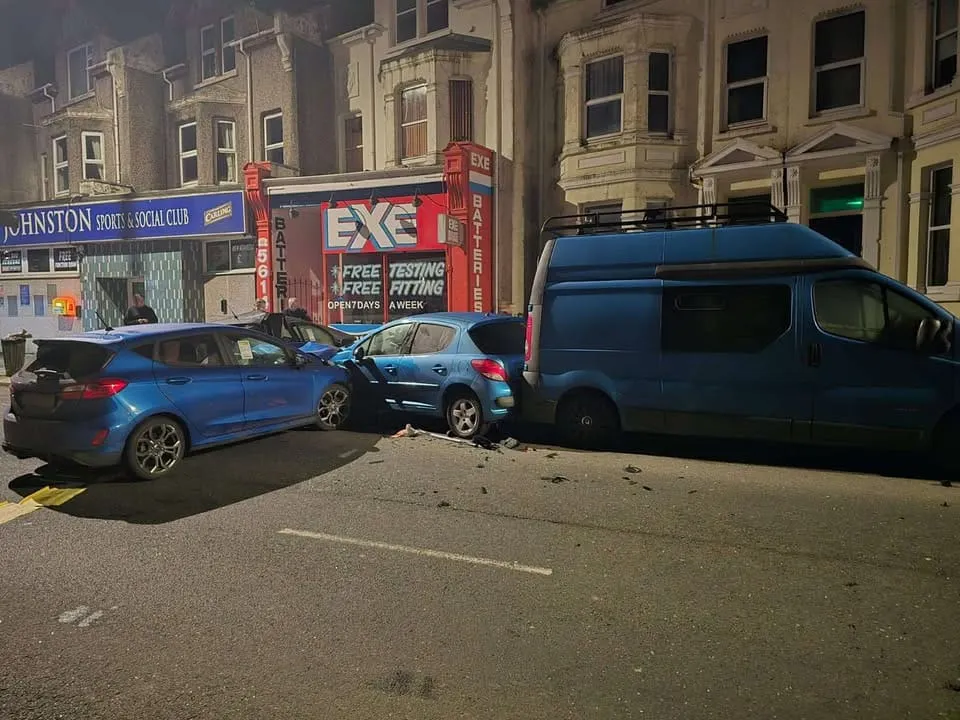 Five cars ‘written off’ and man arrested after huge crash outside Plymouth naval base