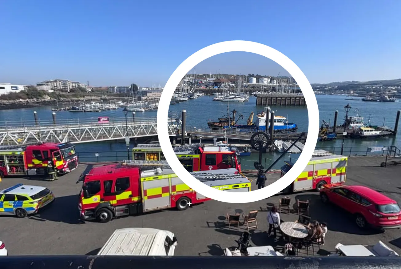 Firefighters and police rush to boat fire in Plymouth