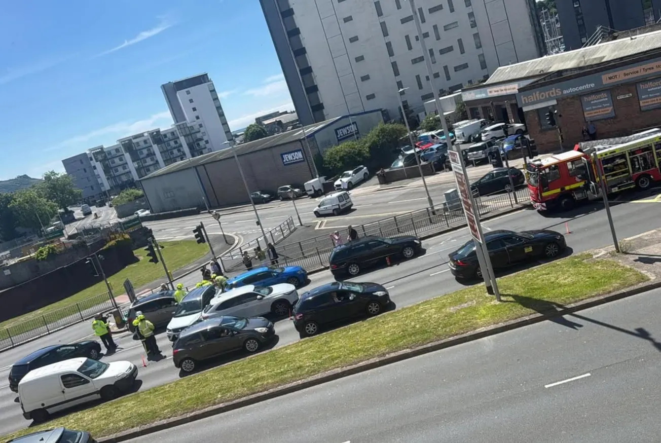 Five-car crash brought Exeter Street in Plymouth to a standstill
