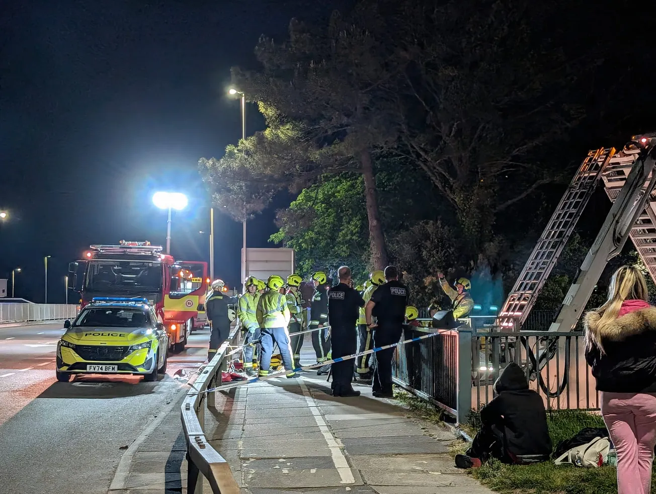 Hero emergency services save woman from Plymouth bridge