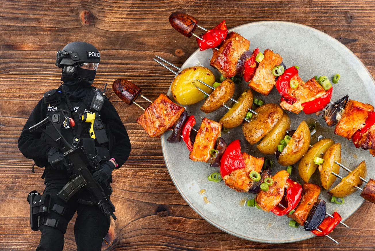 Armed police, dogs and vans respond after man steals skewers from takeaway