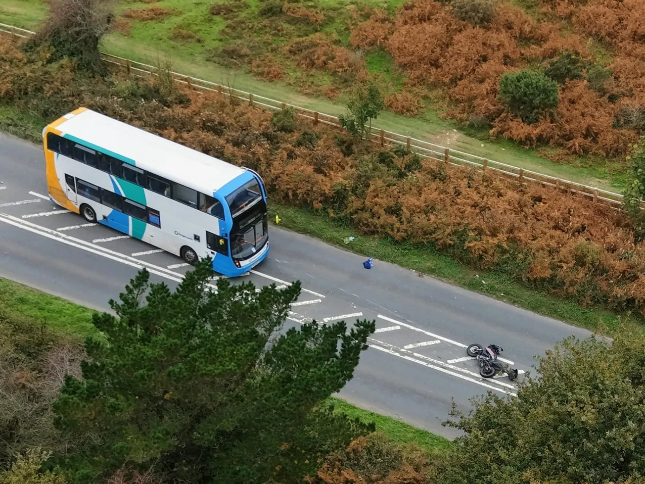 Man in his 50s dies after A386 motorcycle crash near Plymouth