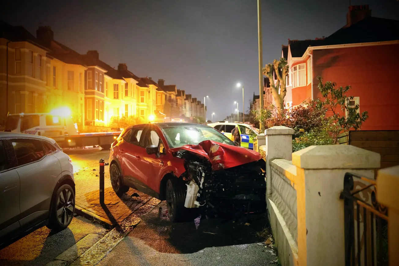Man arrested after Renault crashes into house as Class A drugs seized in Plymouth