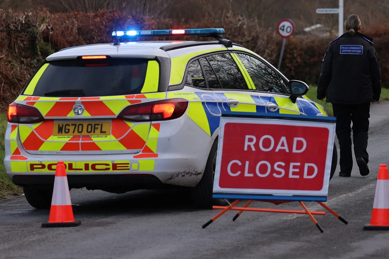 Busy Plymouth road closed after 'van crashes into lamppost'