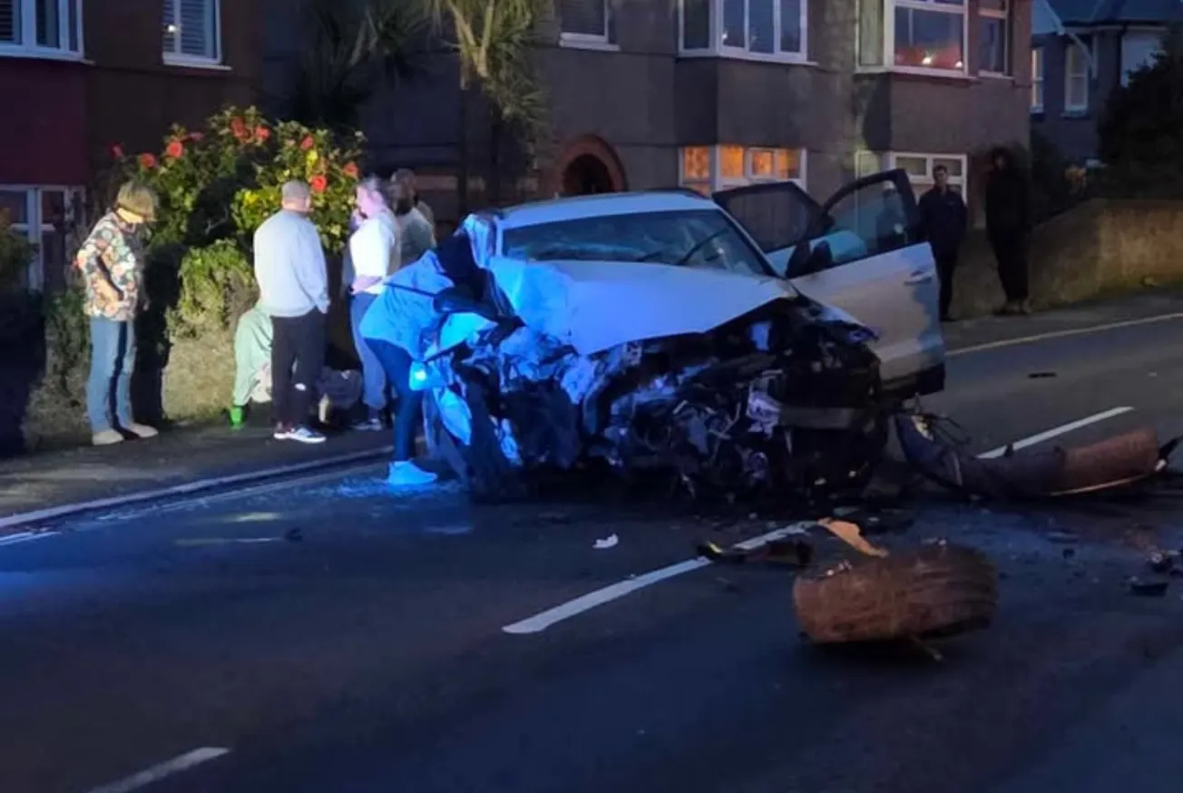 Road closed as two cut free after serious crash in Plymouth