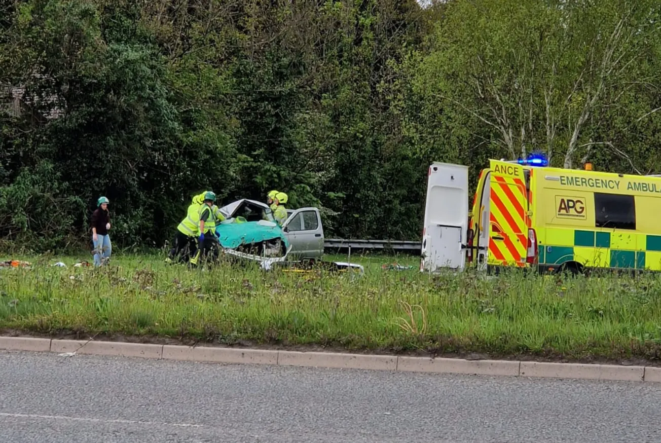 Air ambulance lands at scene of serious crash in Plymouth