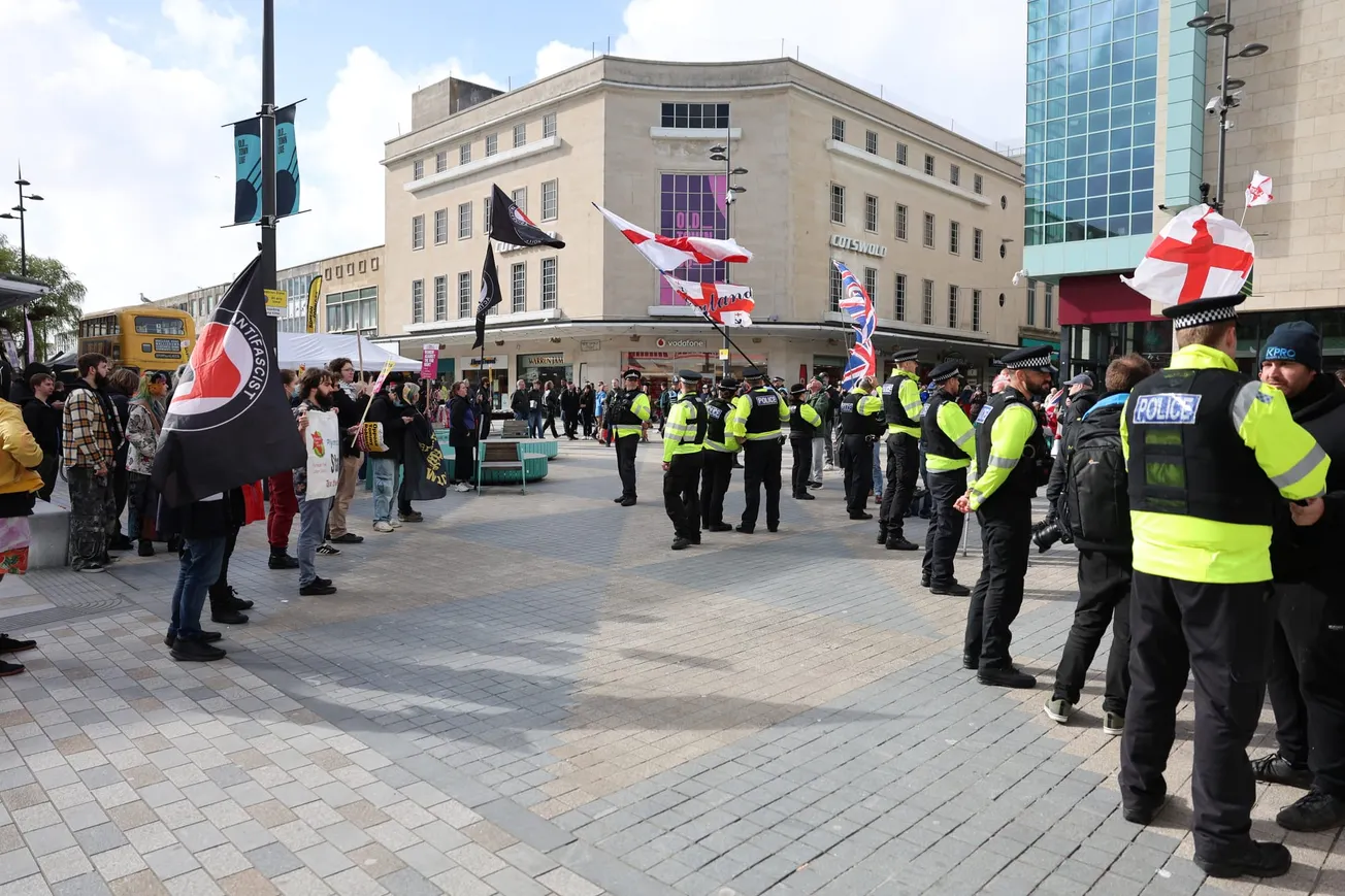 Arrest made as police disperse protesters in Plymouth city centre