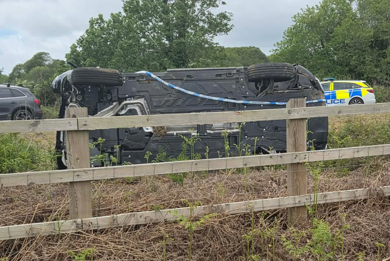 Car overturns in two vehicle crash that closed Tavistock Road in Plymouth