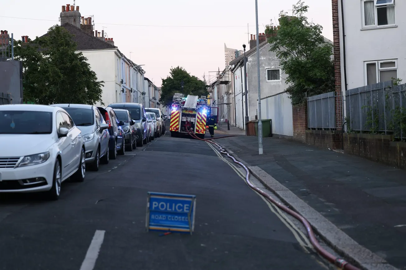 Firefighters rush to blaze near Plymouth flats