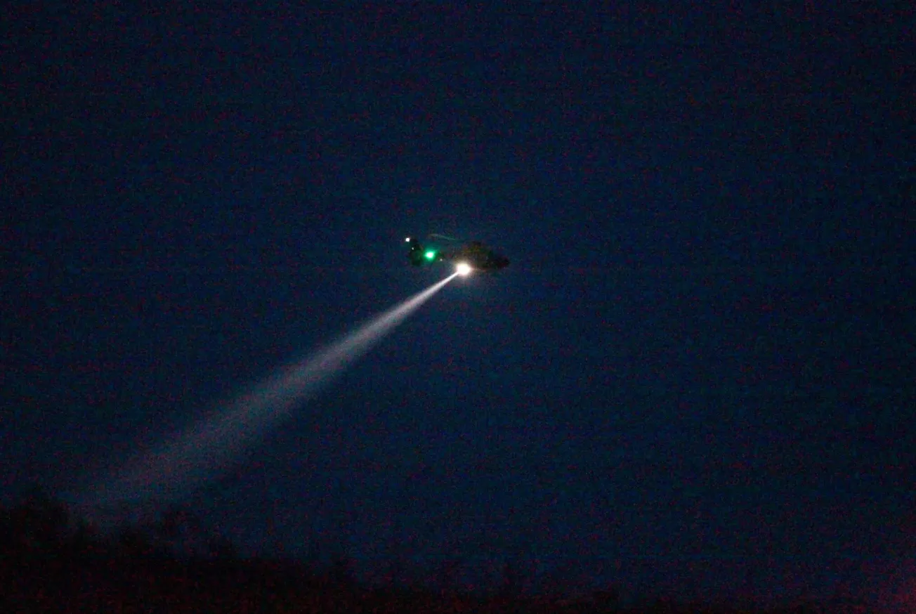 Police helicopter circles over Plymouth