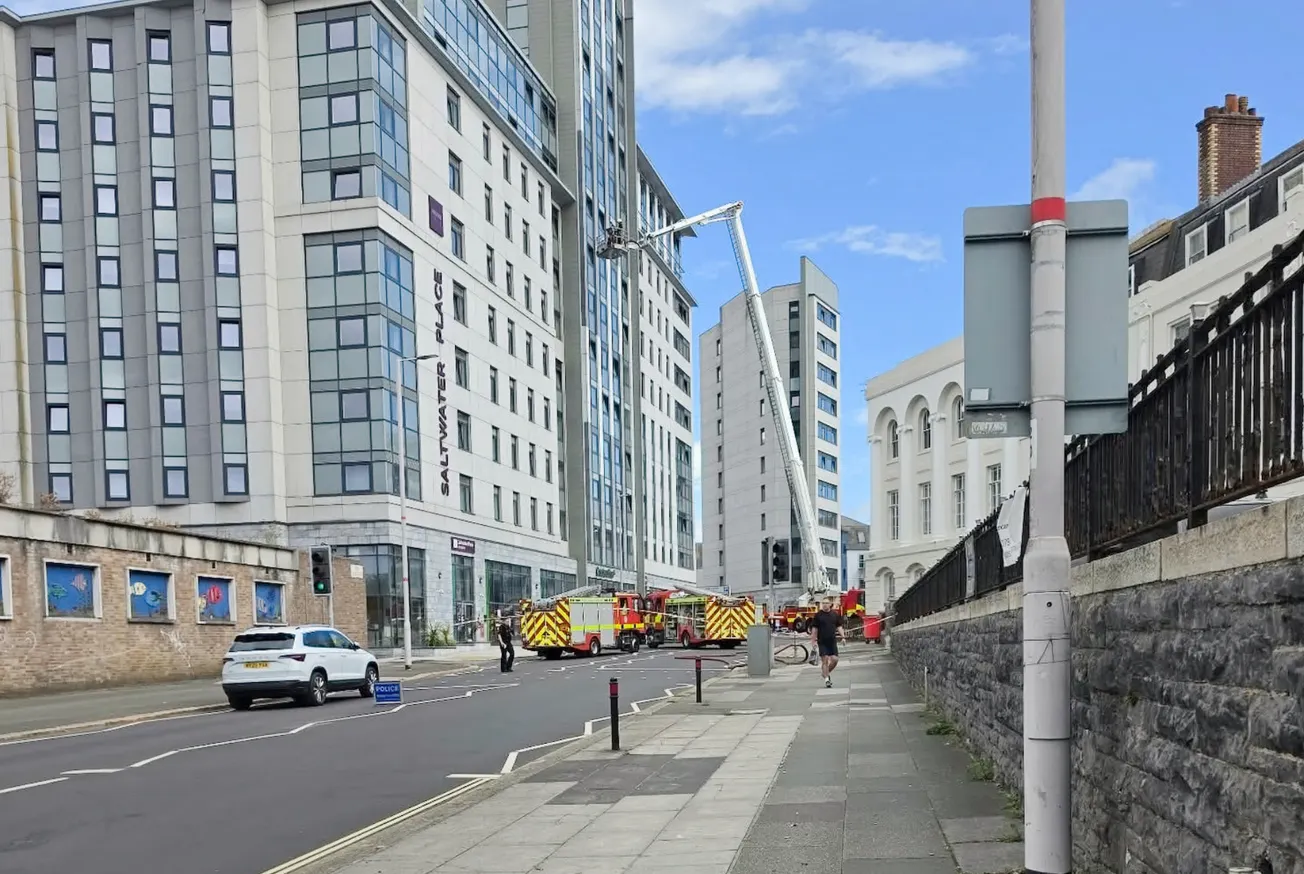 Fire breaks out at 13-storey block of flats in Plymouth