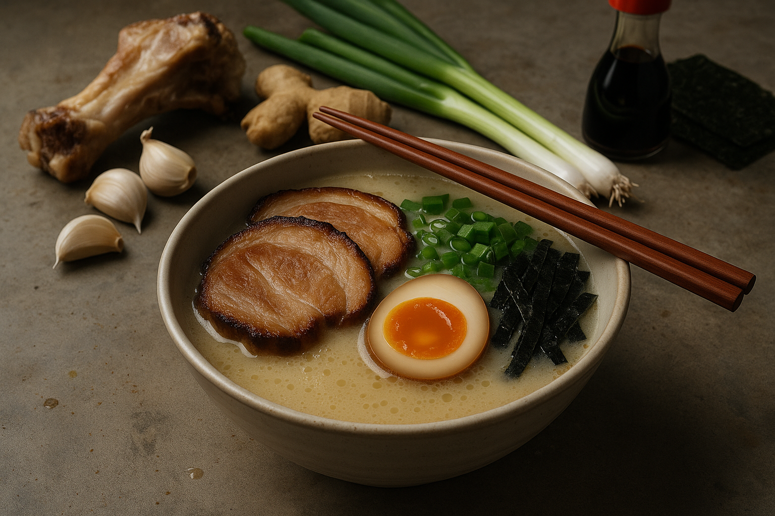 Cómo hacer ramen tonkotsu casero en Chile: caldo blanco y cremoso en 2 días Post image