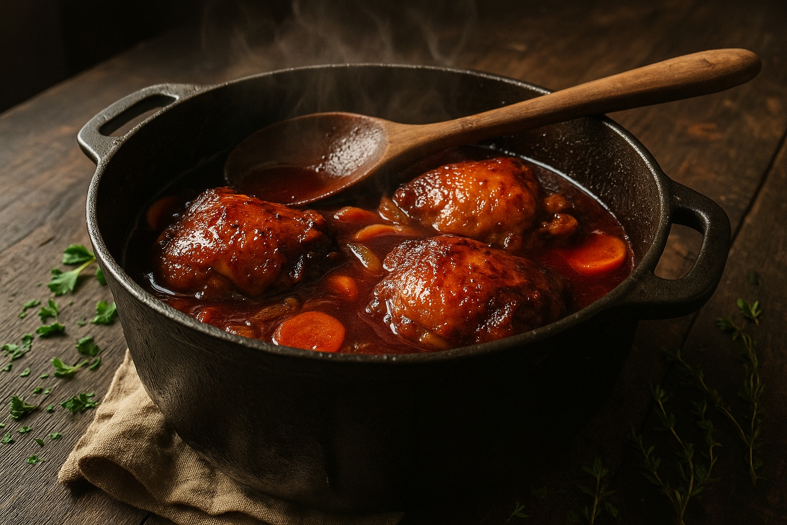 Pollo al Vino Tinto: Jugoso y con Salsa Espesa | Receta Chilena Post image