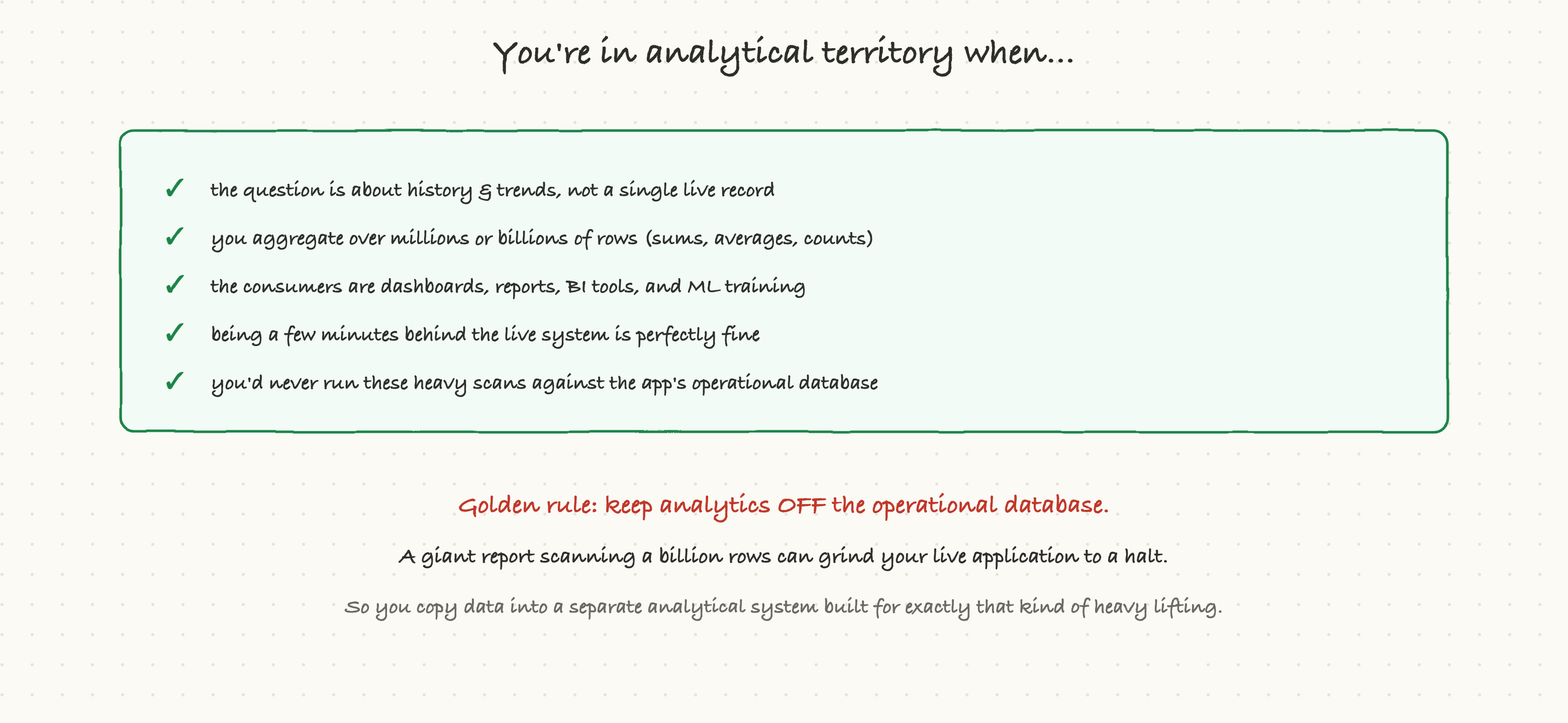 You're in analytical territory when...