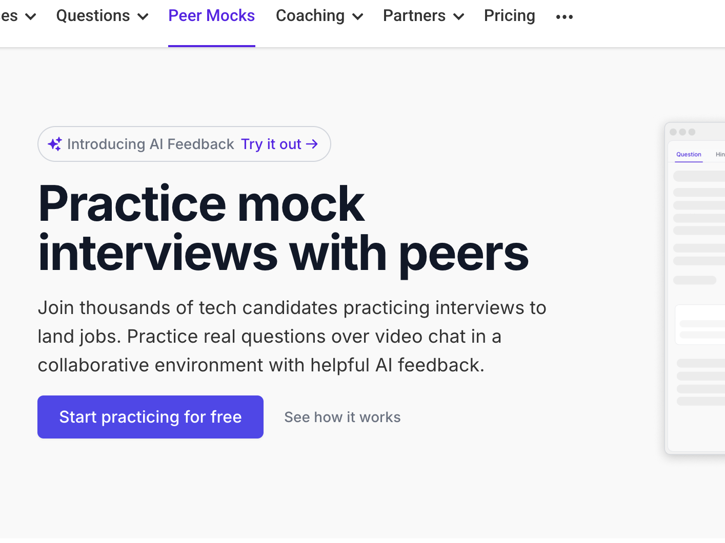 Practive mock interview with peers in Exponent