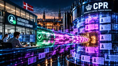 Authorized Danish company access channel connecting to Denmark’s CPR national identity register with large-scale digital identity record queries