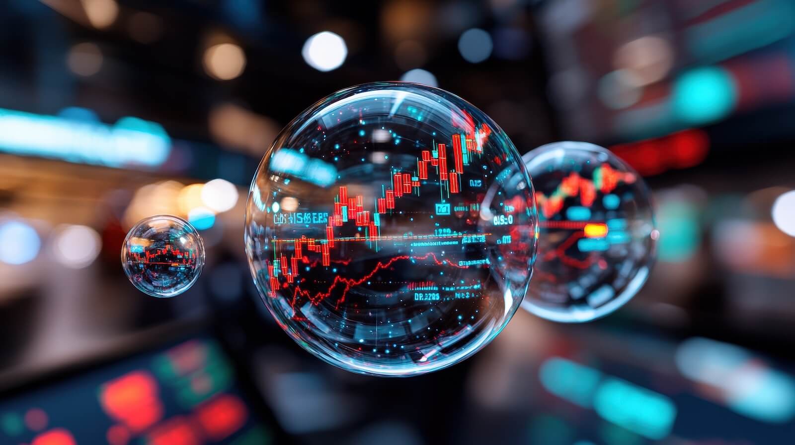 Three bubbles each with a chart inside it