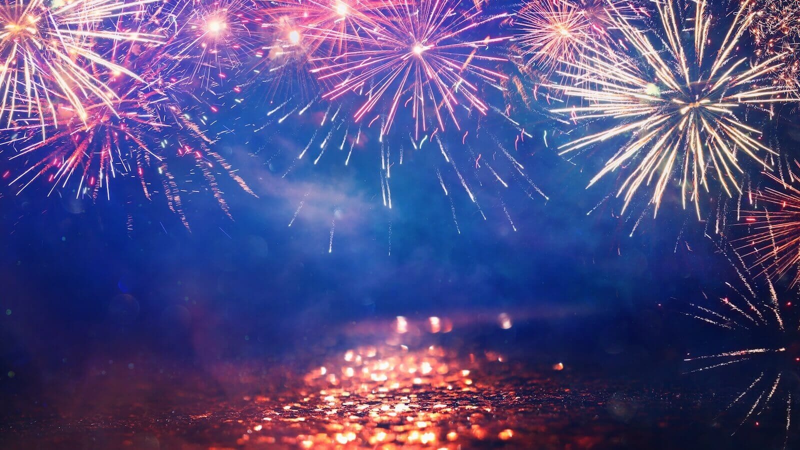 Fireworks and glittery gold