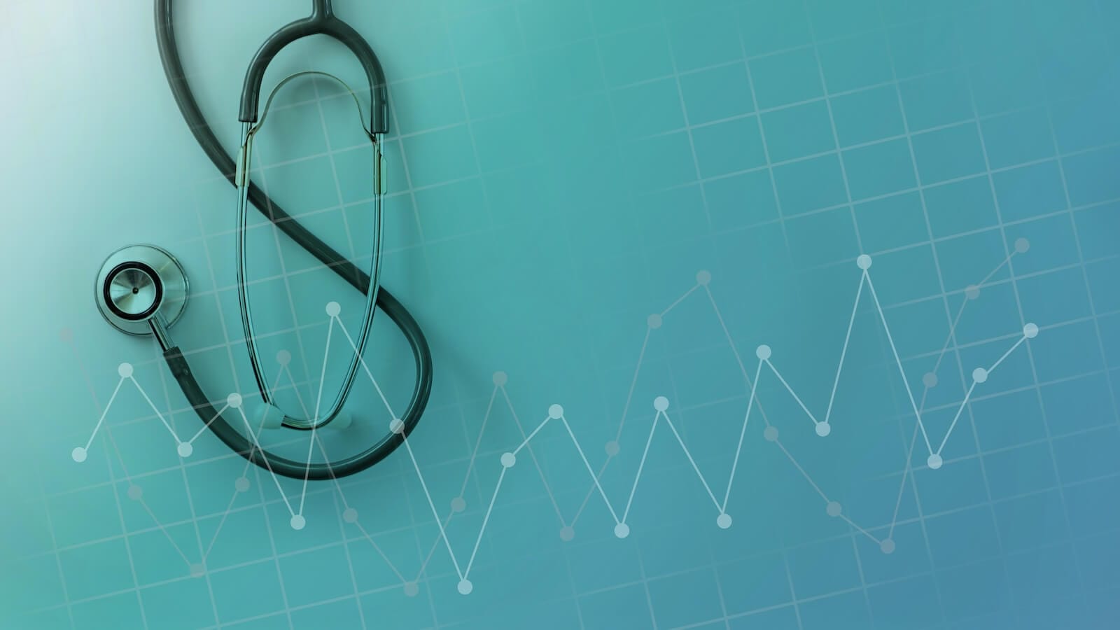 Stethoscope overlaid on chart representing the Health Care sector