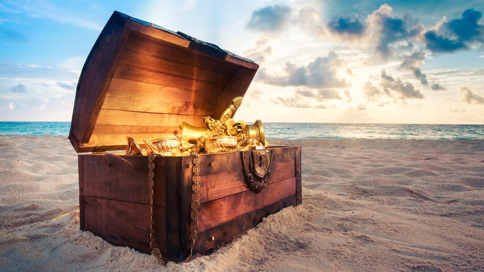 Treasure chest on beach