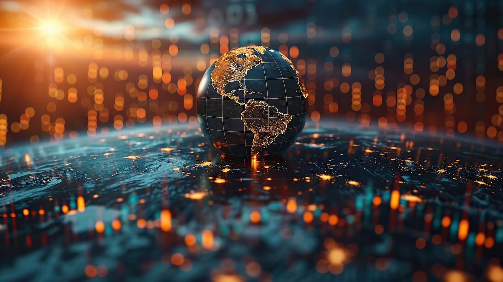 Concept of global economics with globe and charts