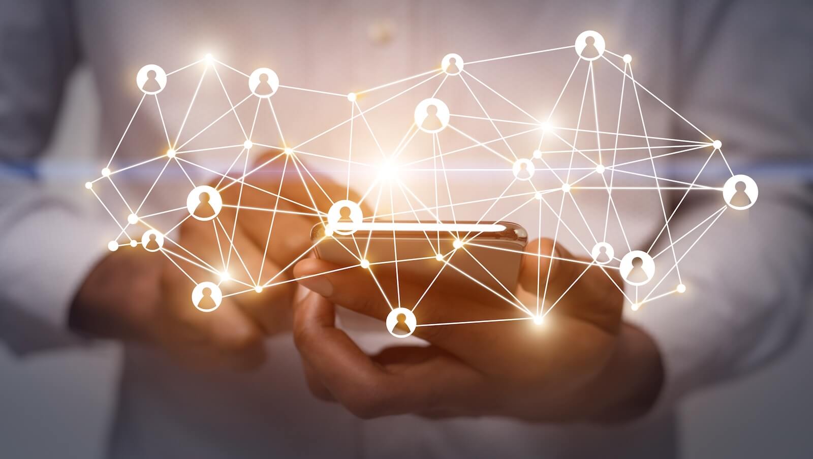 Man with cell phone and diagram representing chaos