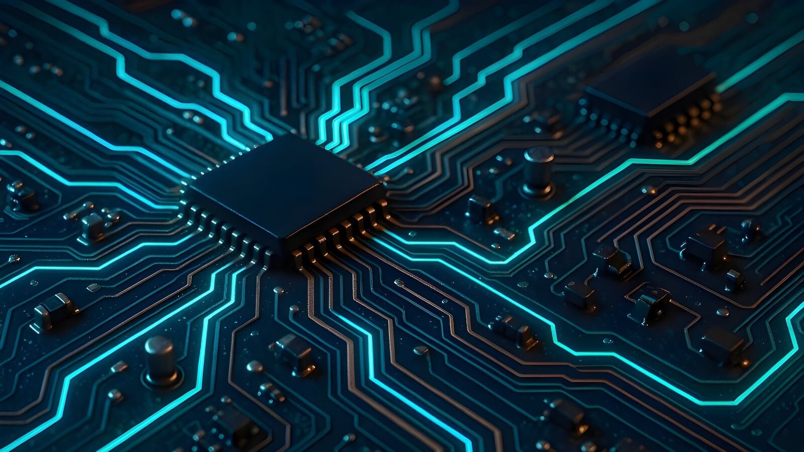 AI generated image: Semiconductor chip glowing