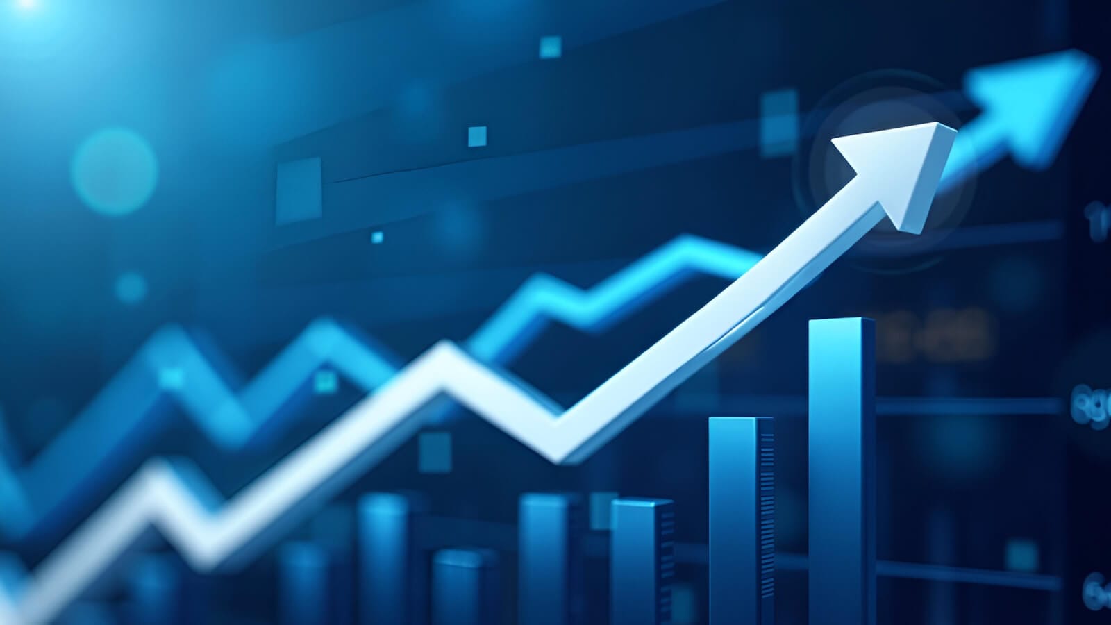 Bar chart with arrows pointing up