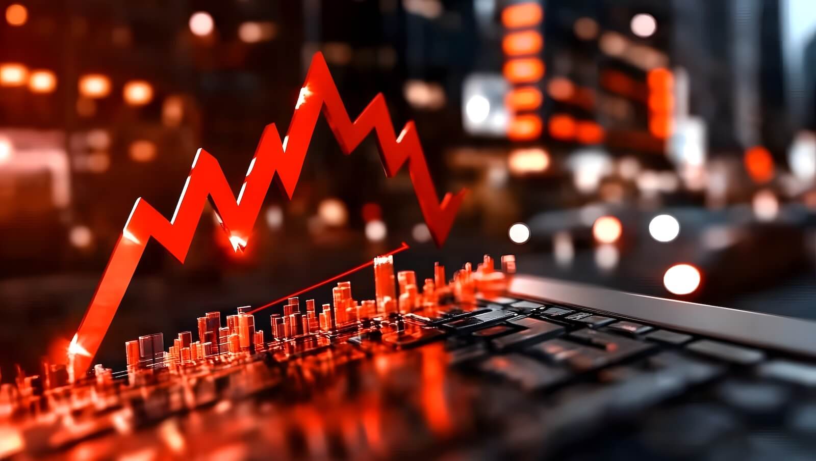Chart above urban skyline: possible inflation