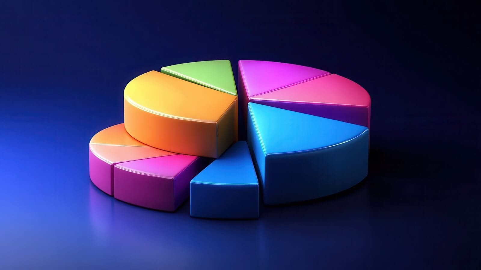Two pie charts overlaid: market rotation