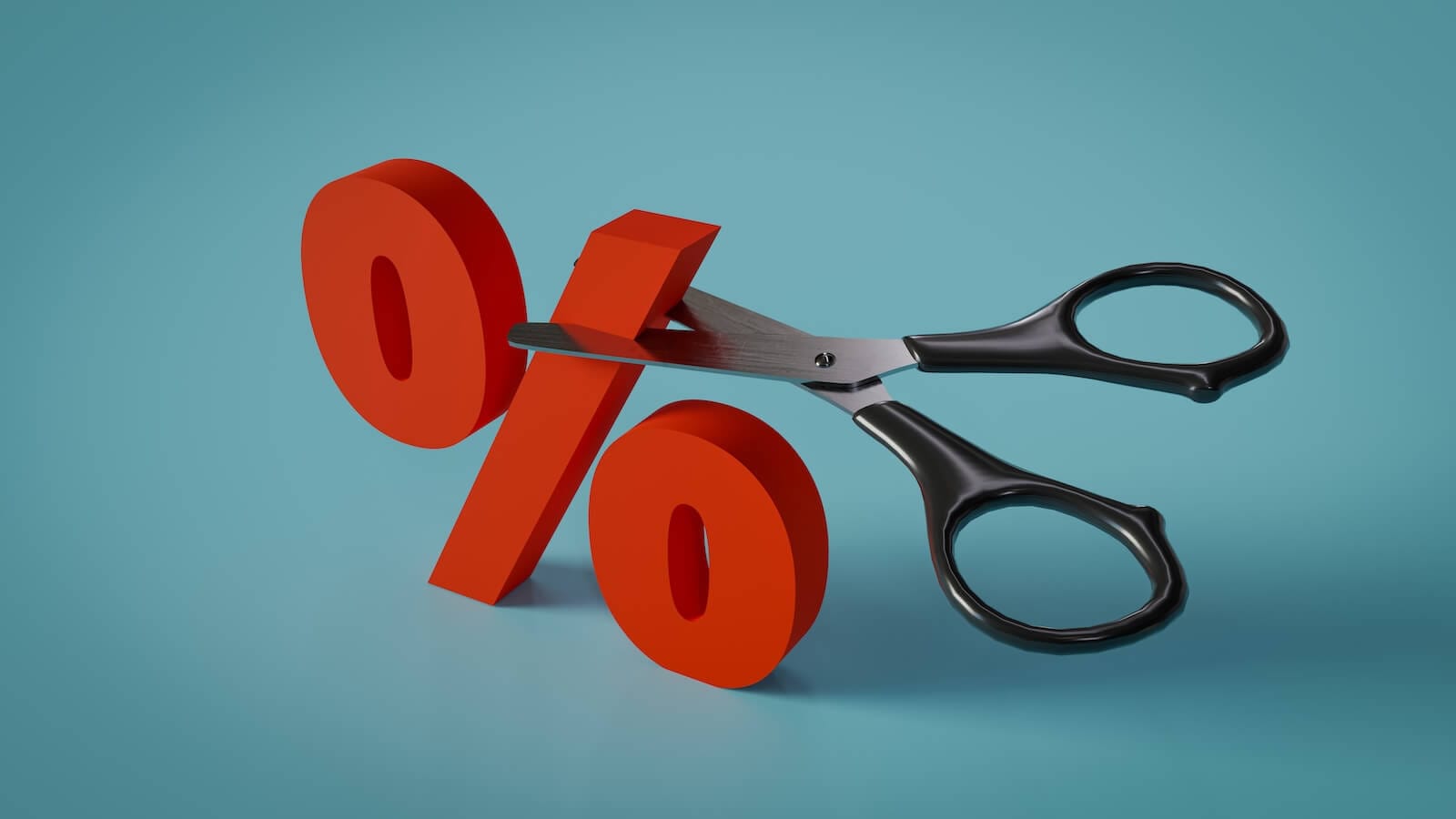 Scissor cutting percentage sign: Interest rate decline