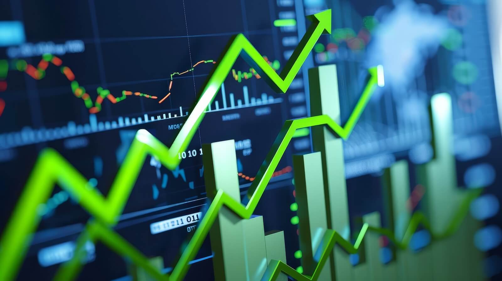 Two arrows above charts moving in alignment: Nifty stays positively aligned