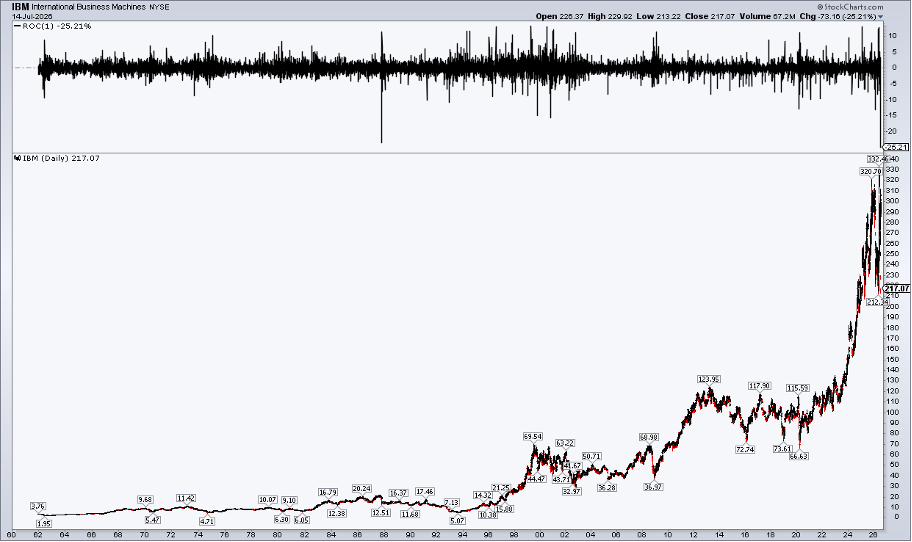 IBM: Bearish preliminary earnings report resulted in -25%