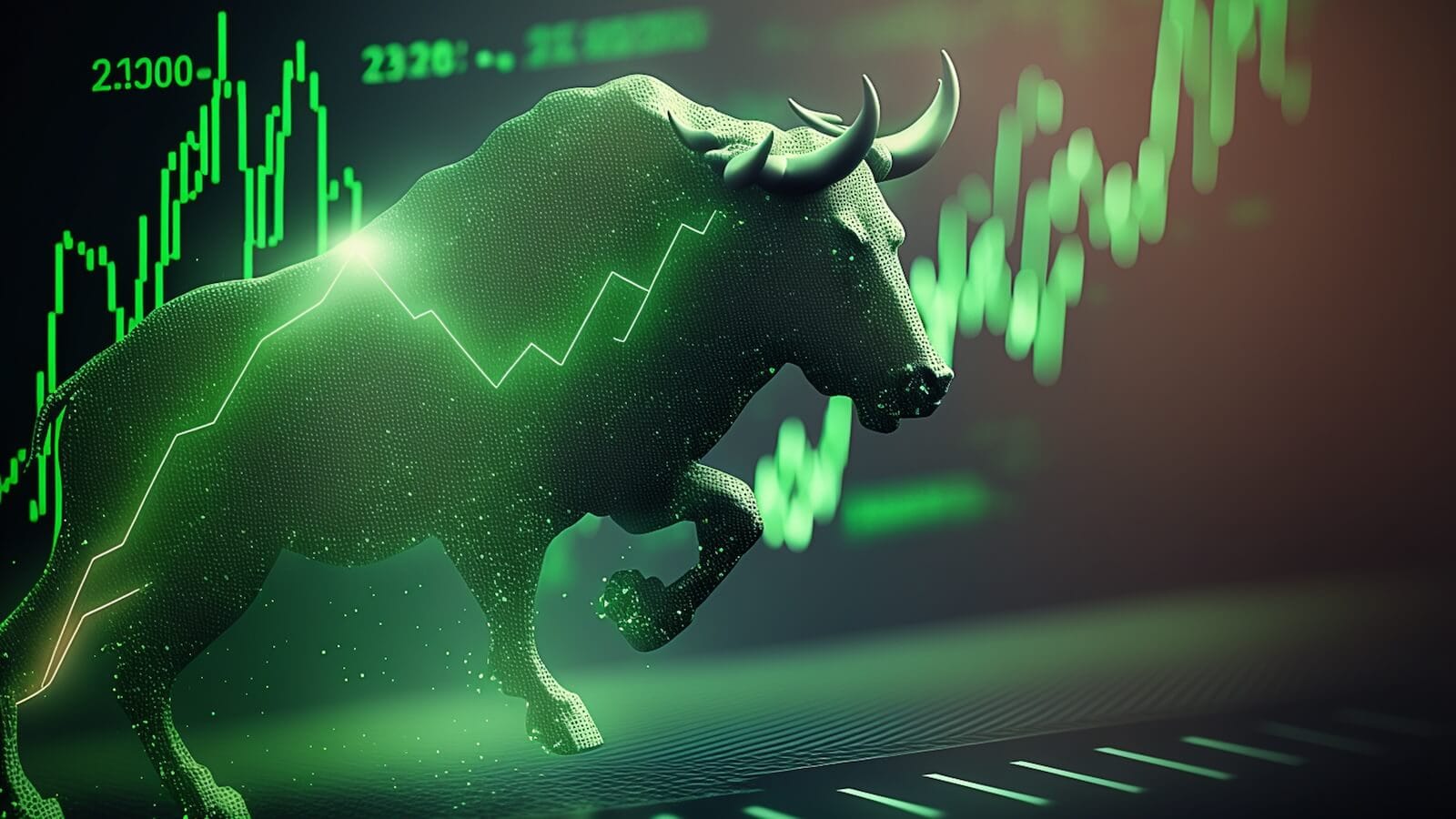 Bull breaking out of a stock chart: S&P 500 breaks out