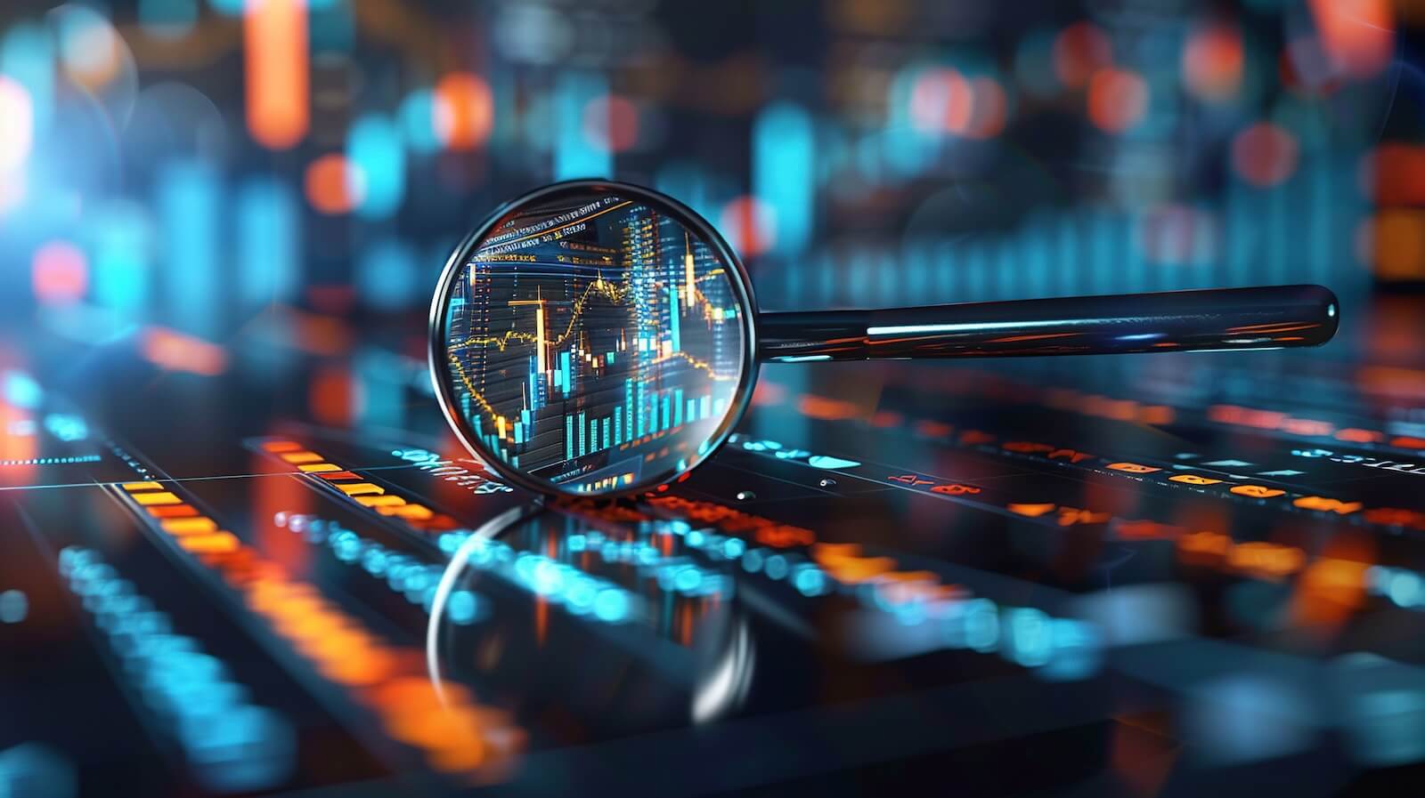 Magnifying glass viewing charts of stock market: key levels to watch