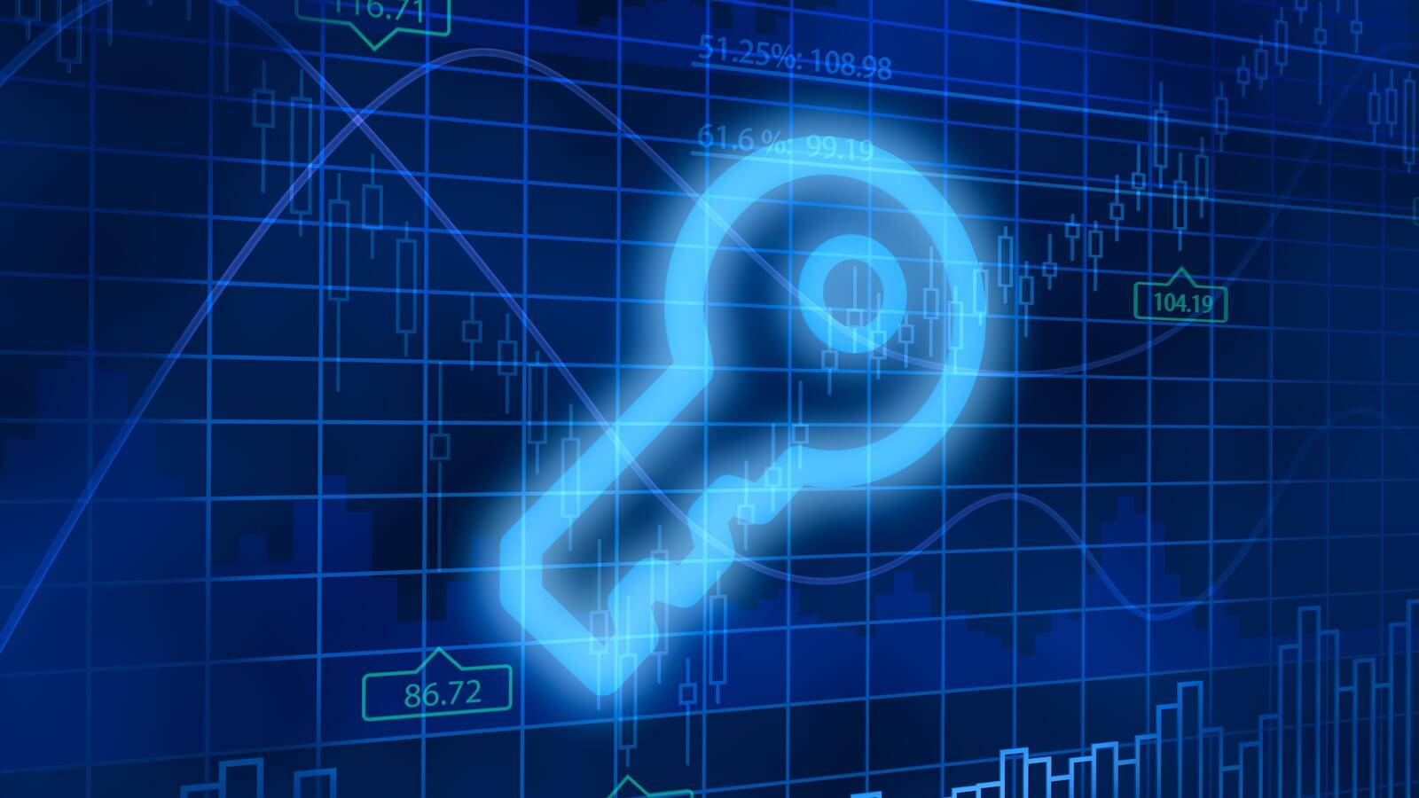 Cybersecurity image overlaid on price chart: cybersecurity stocks