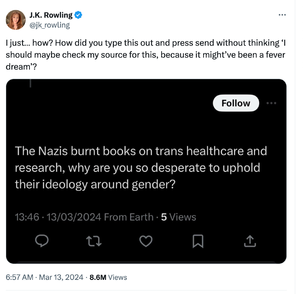 Nothing much, just billionaire writer JKR denying a bit of the Holocaust.