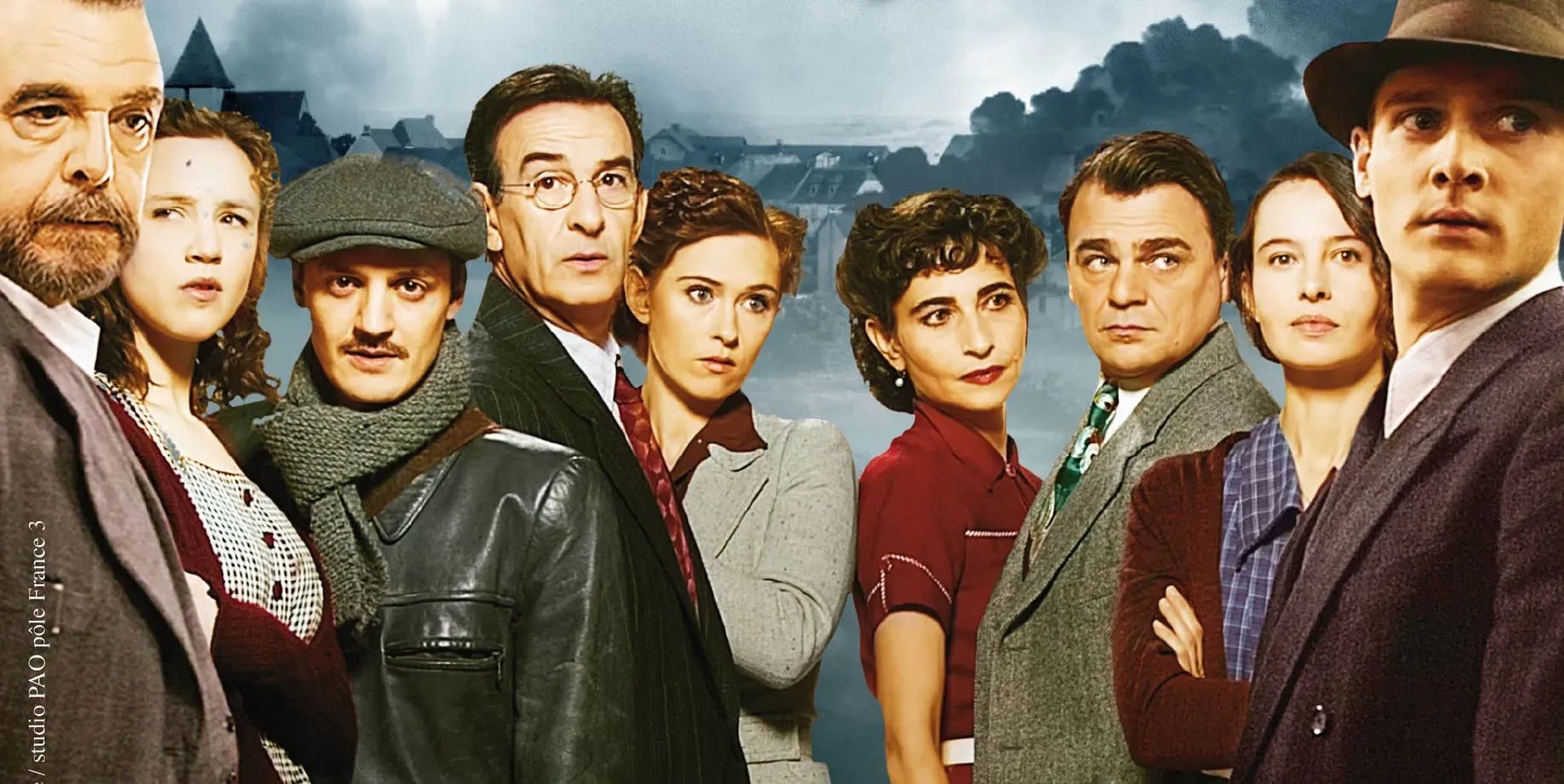 Promotional photo of cast for Season 1 of Un Village Français