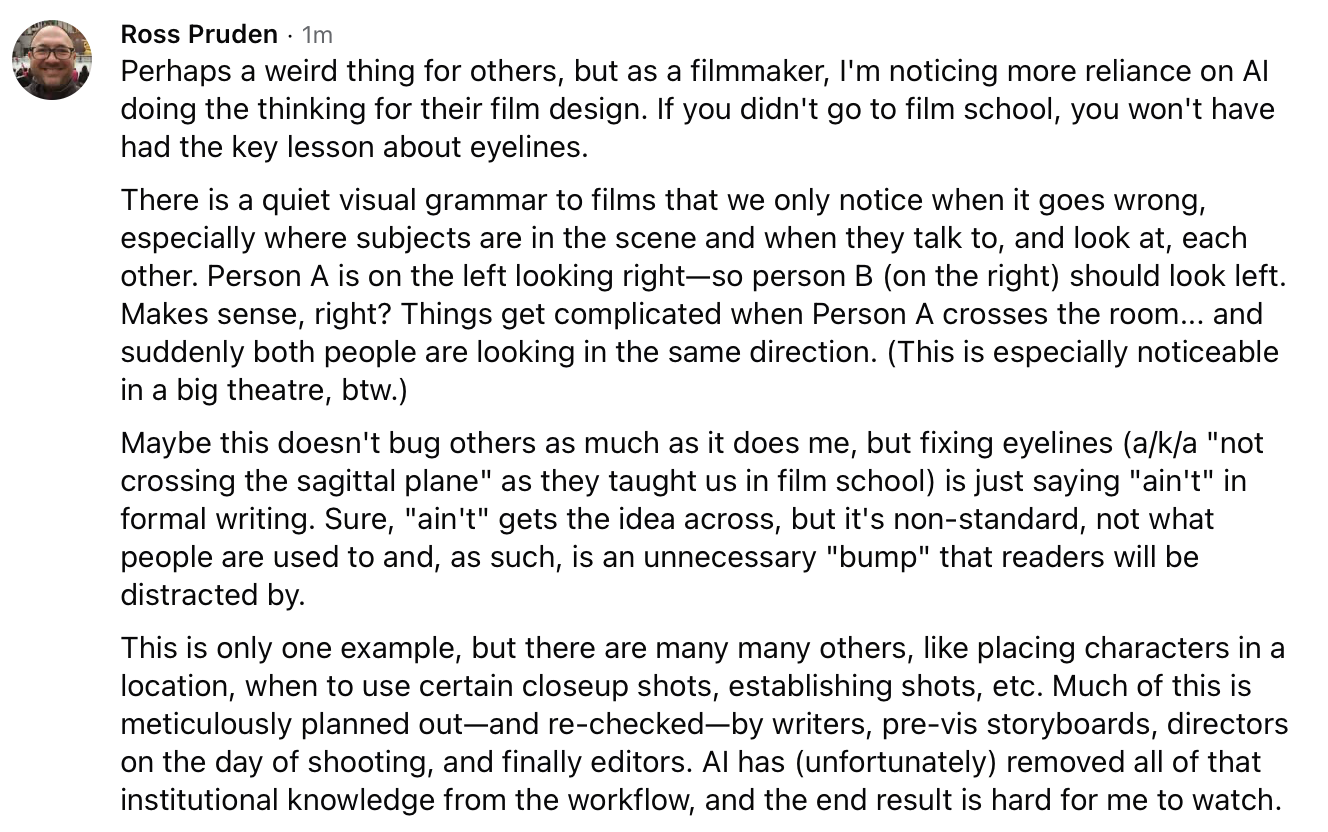Screencap of my Facebook comment, but also pasted in full below.
