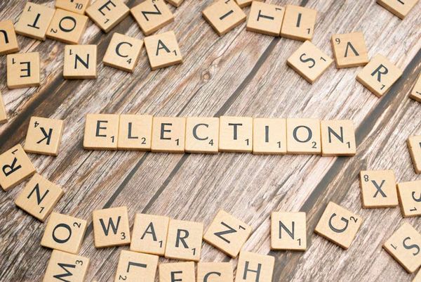 "ELECTION" spelled out in a Scrabble game