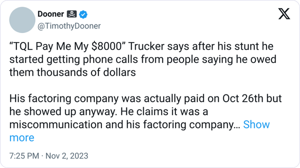 Update: Trucker's Bold $8K Demand to TQL Ignites Debate