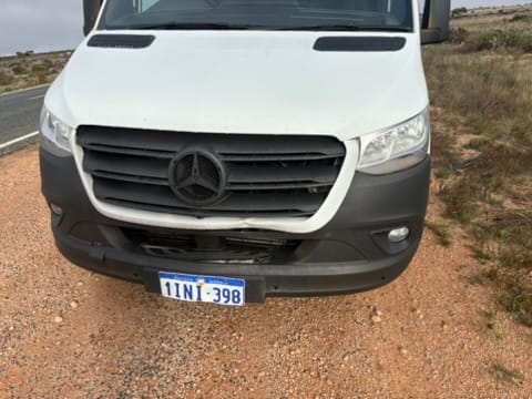 Kangaroo damaged vehicle on the Nularbor Plain
