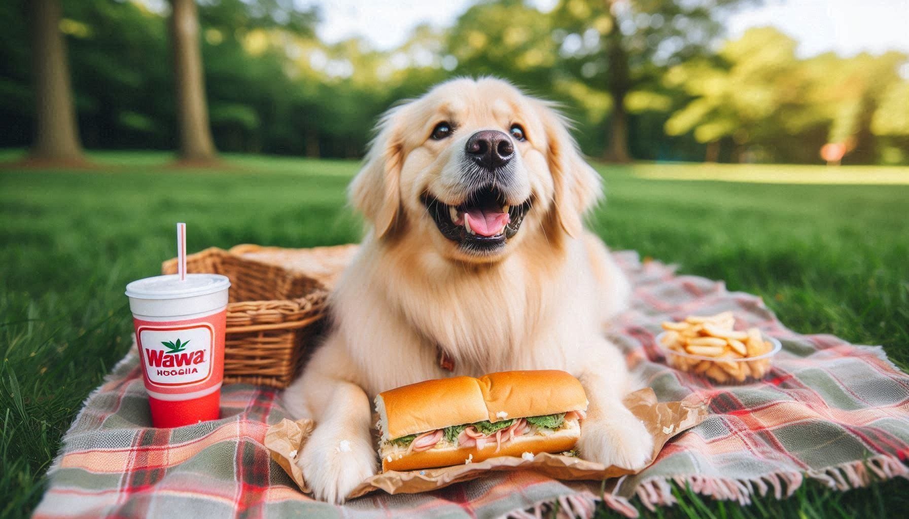 A Dog Eating Wawa Hoagies